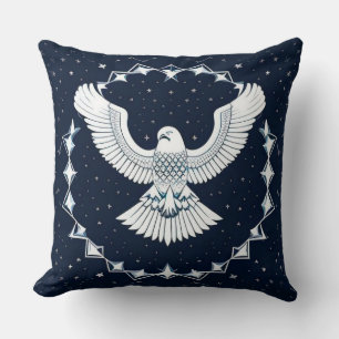 Majestic Eagle Soaring in a Starry Night Sky Cushion