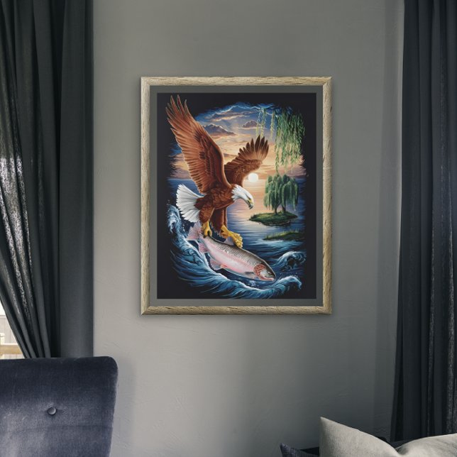 Majestic Eagle Soaring Over a Fish Poster (Creator Uploaded)