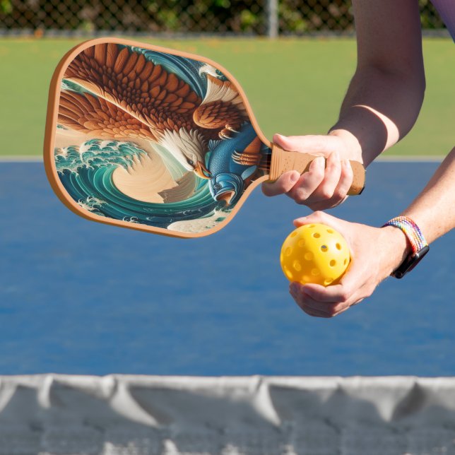 Majestic Eagle Soars Over Fish Pickleball Paddle (Insitu)