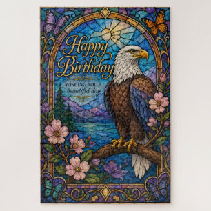 Majestic Eagle Stained Glass Birthday Jigsaw Puzzle