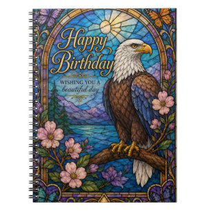 Majestic Eagle Stained Glass Birthday Notebook
