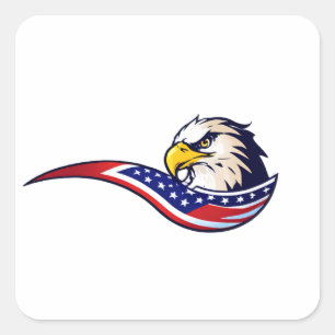 Majestic Eagle: USA Flag Logo Design Square Sticker