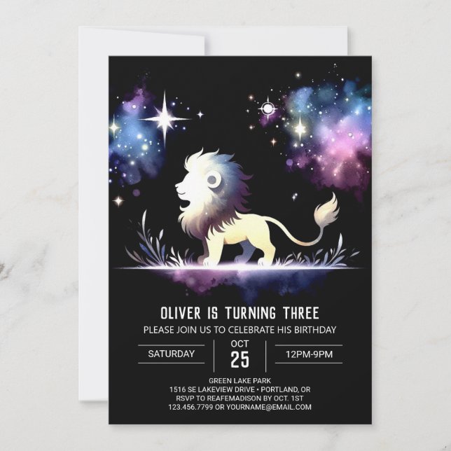 Majestic Elegant Lion Birthday Invitation (Front)