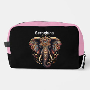 Majestic elephant adorned with intricate patterns dopp kit