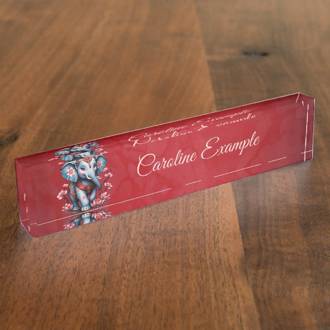 Majestic elephant in traditional Japanese style.  Nameplate (Side)