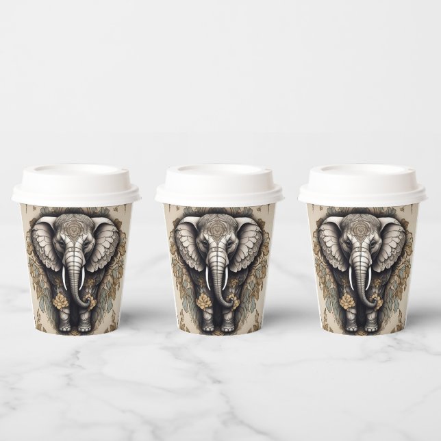 Majestic Elephant Mandala Paper Cups (Multi)