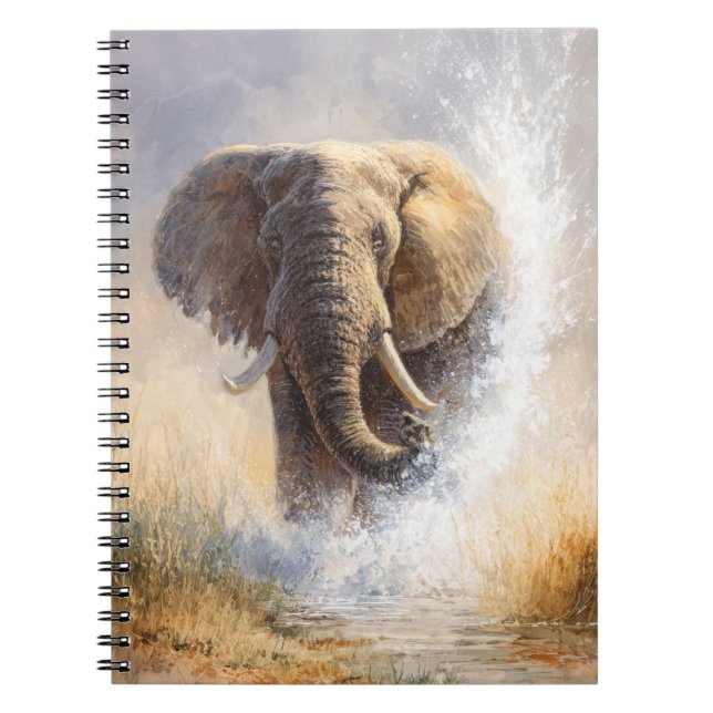 Majestic Elephant Splash Notebook (Front)