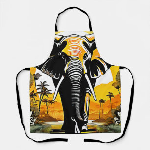 Majestic Elephant Sunset Apron