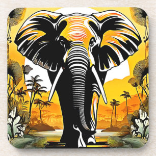 Majestic Elephant Sunset Coaster