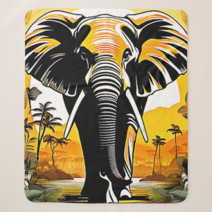 Majestic Elephant Sunset Sherpa Blanket