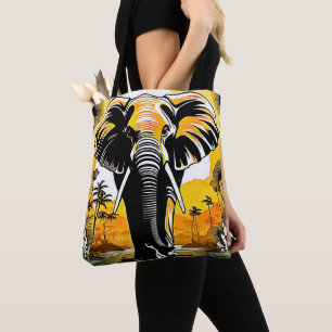 Majestic Elephant Sunset Tote Bag