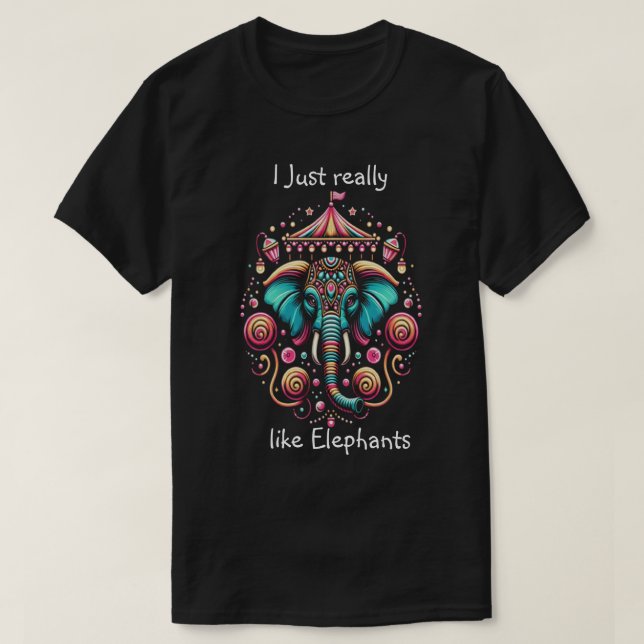 Majestic Elephant Under Circus Canopy T-Shirt (Design Front)