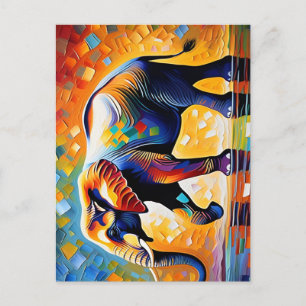 Majestic Elephant Vibrant African Wildlife Art Postcard