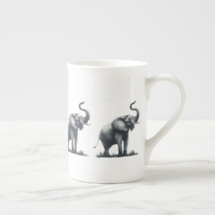 Majestic Elephant with Raised Trunk Bone China Mug