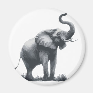 Majestic Elephant with Raised Trunk Magnet