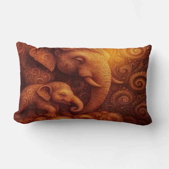 Majestic Elephants Lumbar Cushion (Front)