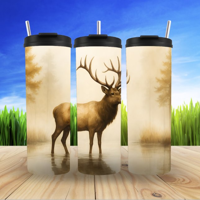 Majestic Elk, Misty Waters Thermal Tumbler (Creator Uploaded)