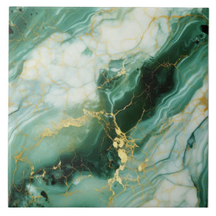 Majestic Emerald & Gold Art Tile
