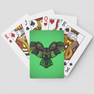 Majestic Emerald Owl Playing Cards