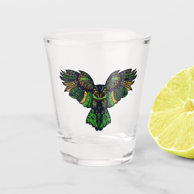 Majestic Emerald Owl Shot Glass (Front)