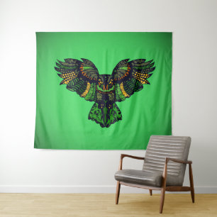 Majestic Emerald Owl Tapestry
