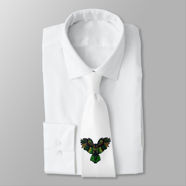 Majestic Emerald Owl Tie (Tied)