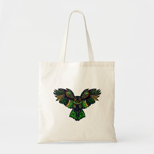 Majestic Emerald Owl Tote Bag (Front)