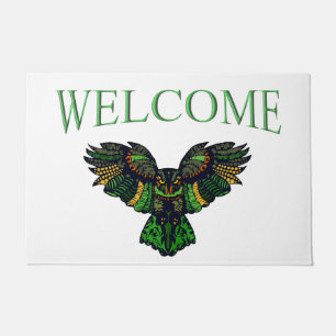 Majestic Emerald Owl Welcome Doormat