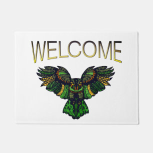 Majestic Emerald Owl Welcome Doormat