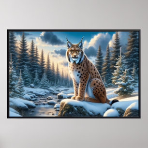 Majestic Eurasian Lynx in a Winter Wilderness Poster