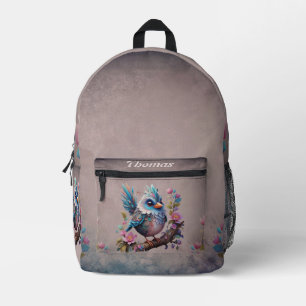 Majestic fantasy bird sitting on a branch  printed backpack