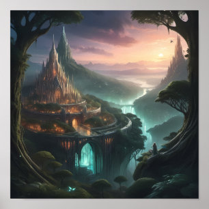 Majestic Fantasy Castle - Enchanted Landscape Art Poster
