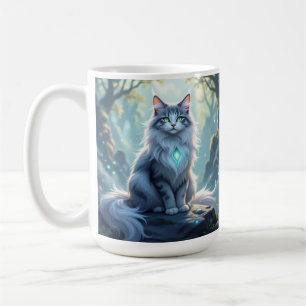 **Majestic Fantasy Cat with Mystical Aura – High F Coffee Mug