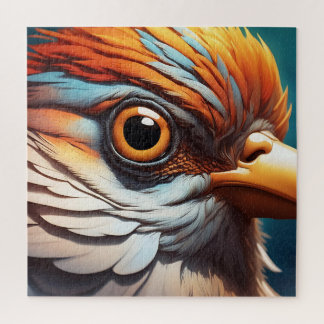 Majestic Fiery Bird Portrait - Intense Close-Up Jigsaw Puzzle