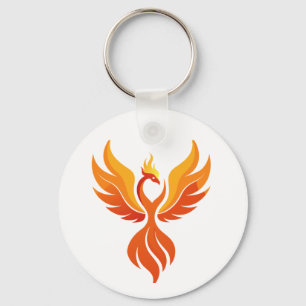 Majestic Fire Phoenix Rising Mythological Bird Art Key Ring