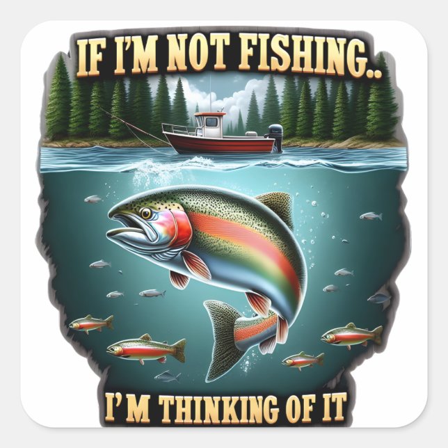 Majestic Fish Swimming Past a Serene Fishing Boat Square Sticker (Front)