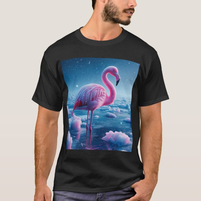 Majestic Flamingo in Arctic Wonderland T-Shirt (Front)