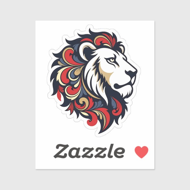 Majestic Floral Lion - Stylized Royal Mascot Stick (Sheet)