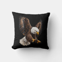 Majestic Flying Bald Eagle Graphic Throw Pillow