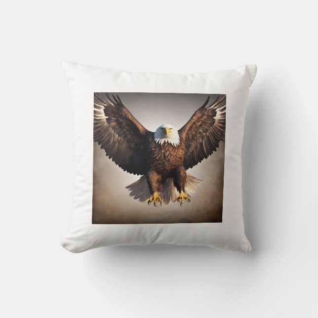 Majestic Flying Eagle Design Throw Pillow. Cushion (Front)