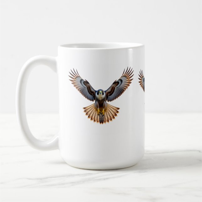 **“Majestic Flying Falcon – Realistic Full-Body Bi Coffee Mug (Left)