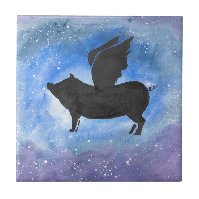 Majestic Flying Pig Ceramic Tile (Front)