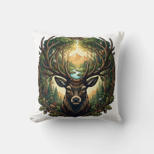 Majestic Forest Stag Nature Wildlife Art Cushion