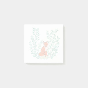 Majestic fox in beautiful botanical wreath post-it notes