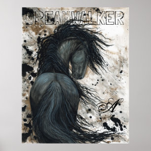 Majestic Friesian Black Stallion Horse by BiHrLe Poster