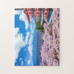 "Majestic Fuji from Chureito Pagoda Jigsaw Puzzle