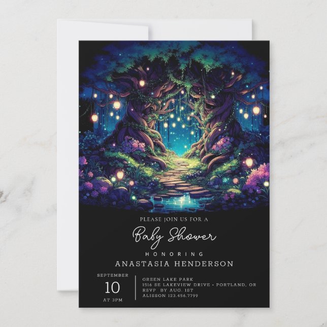 Majestic Fun Enchanted Forest Baby Shower Invitation (Front)