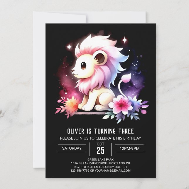 Majestic Fun Lion Birthday Invitation (Front)