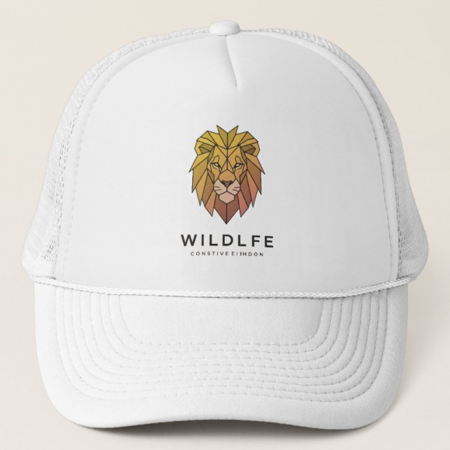 Majestic Geometric Lion Trucker Hat (Front)