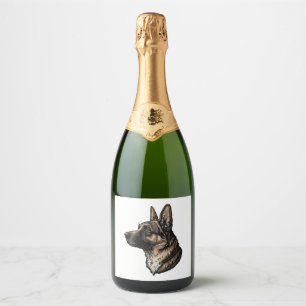 Majestic German shepherd Sparkling Wine Label